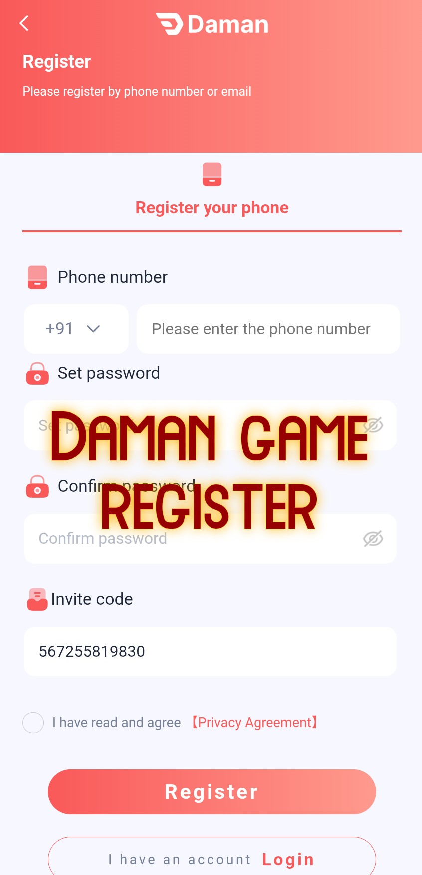 Daman game register